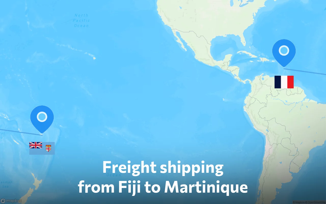 Shipping route from Fiji to Martinique