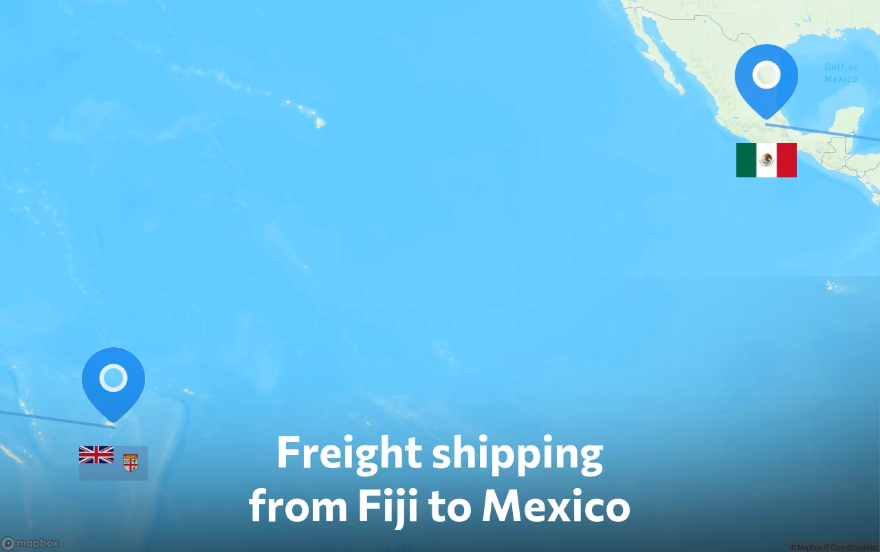 Shipping route from Fiji to Mexico