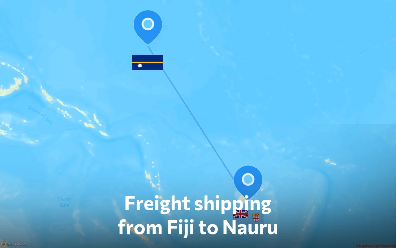 Shipping route from Fiji to Nauru