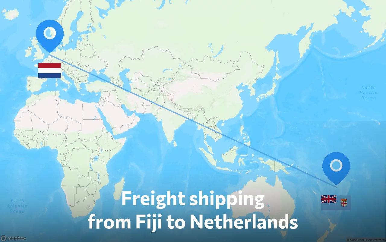 Shipping route from Fiji to Netherlands