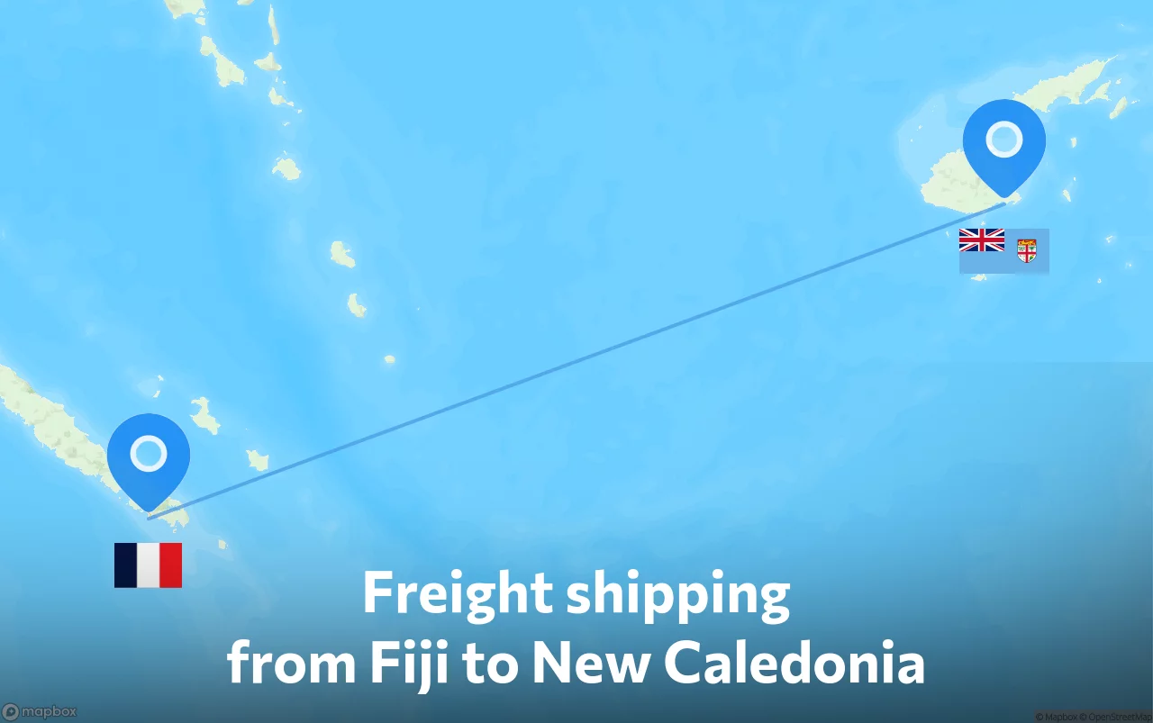 Shipping route from Fiji to New Caledonia