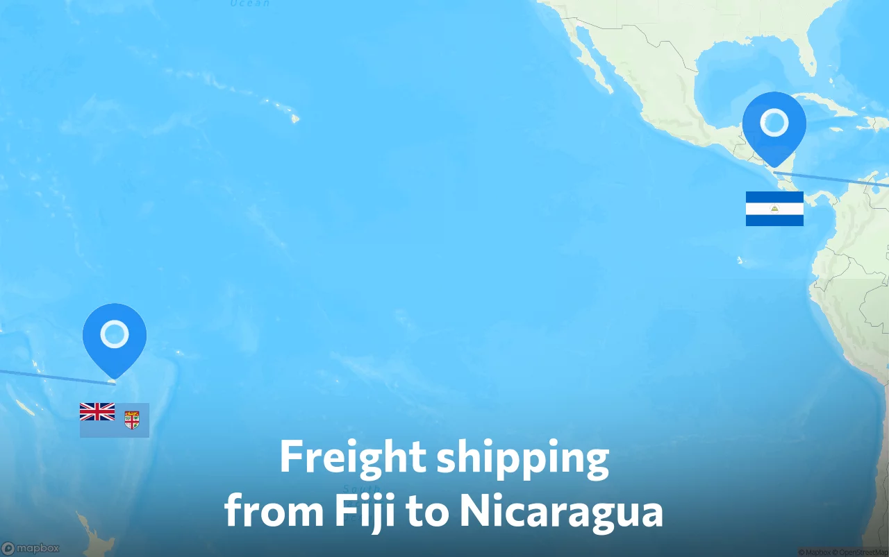 Shipping route from Fiji to Nicaragua