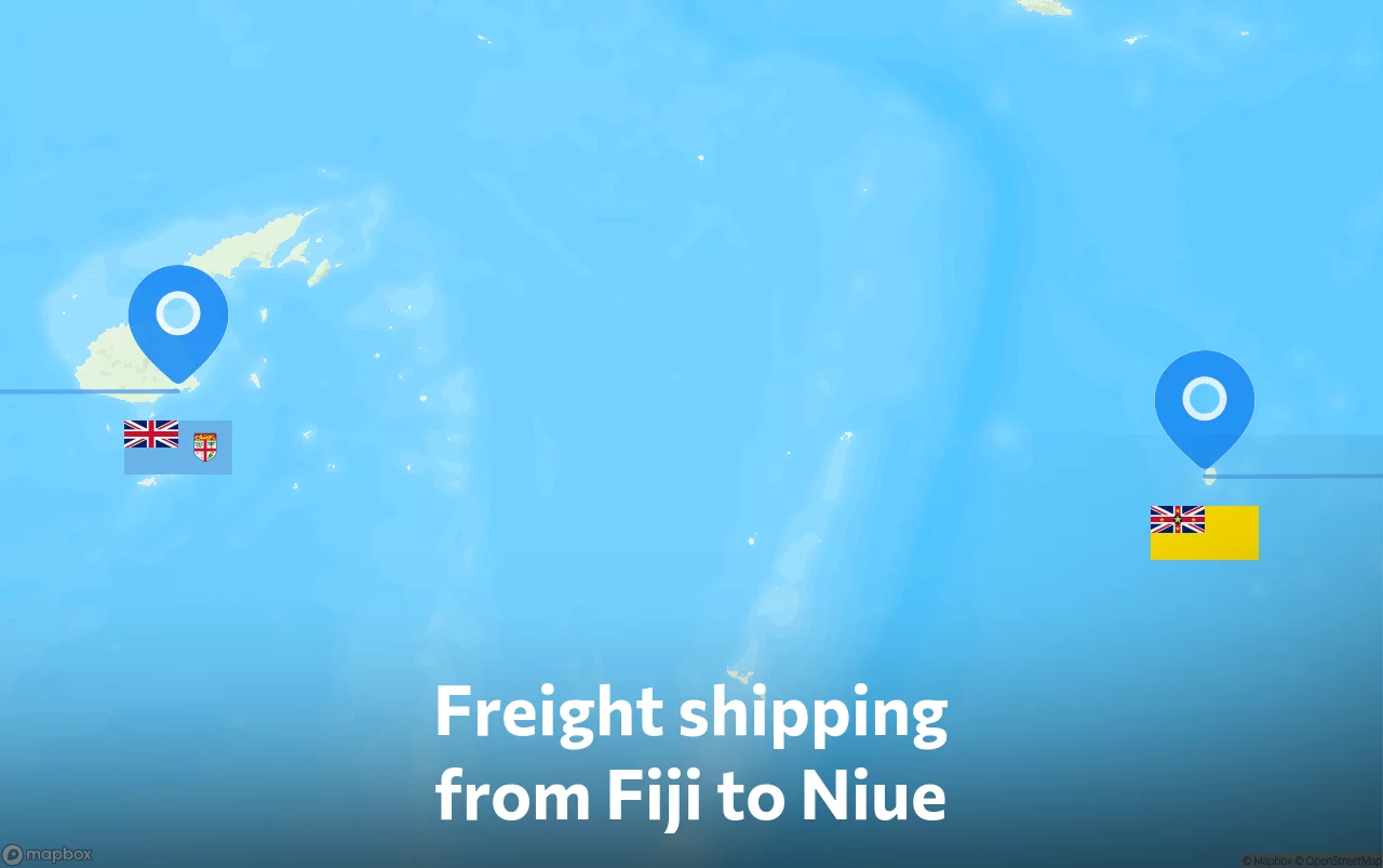 Shipping route from Fiji to Niue