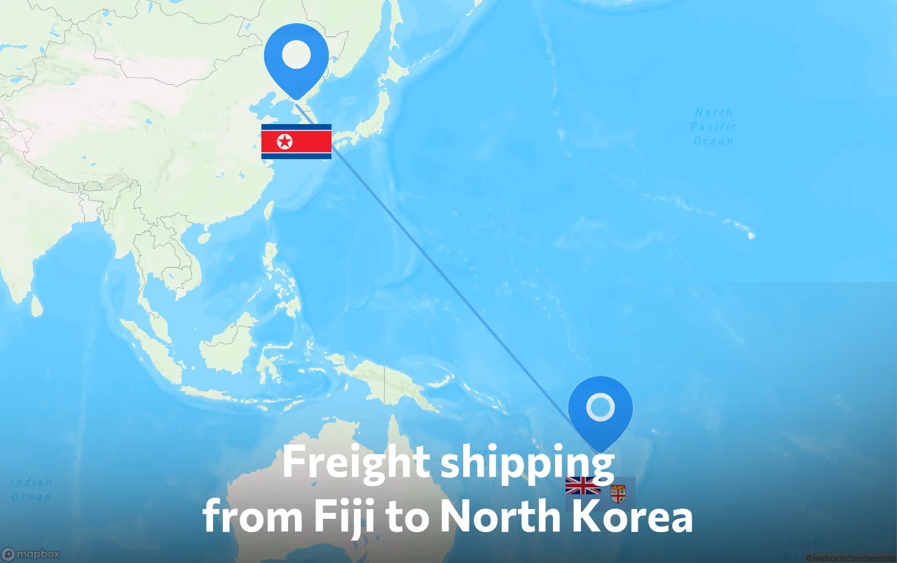 Shipping route from Fiji to North Korea