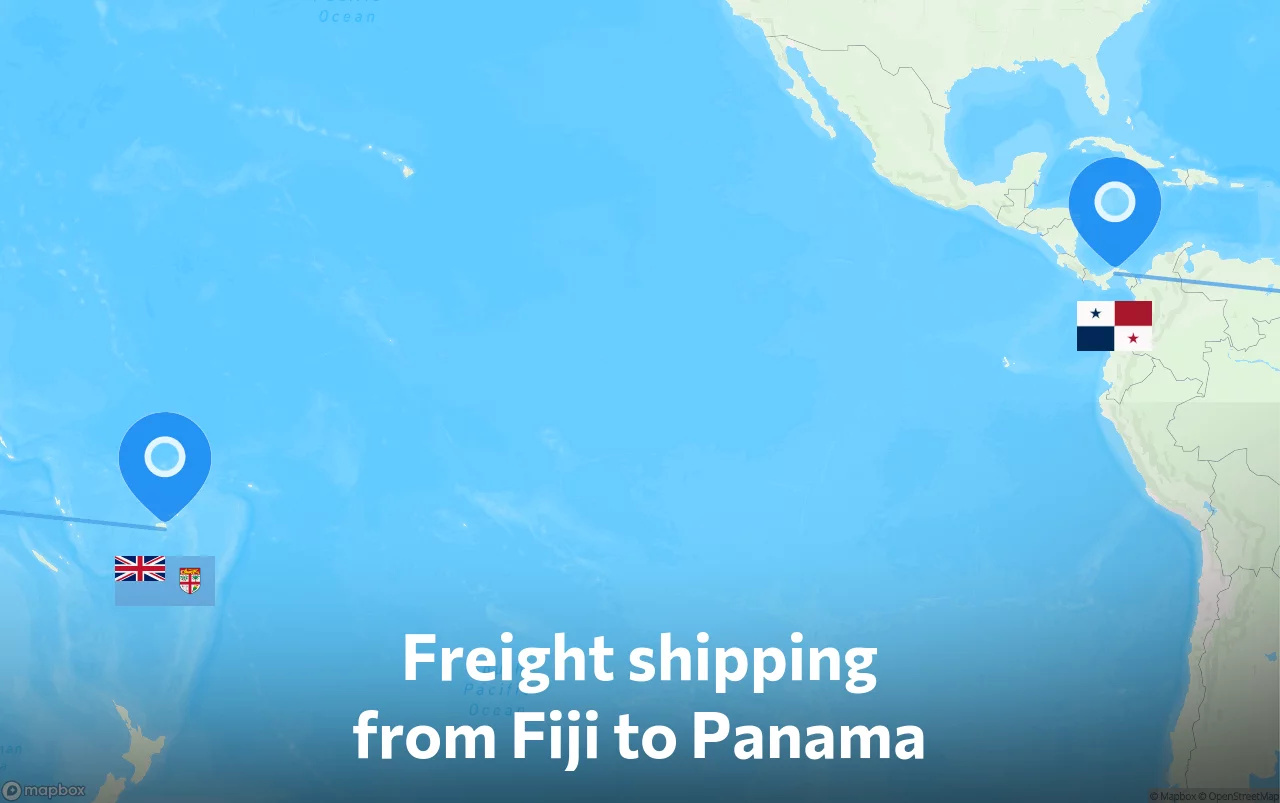 Shipping route from Fiji to Panama