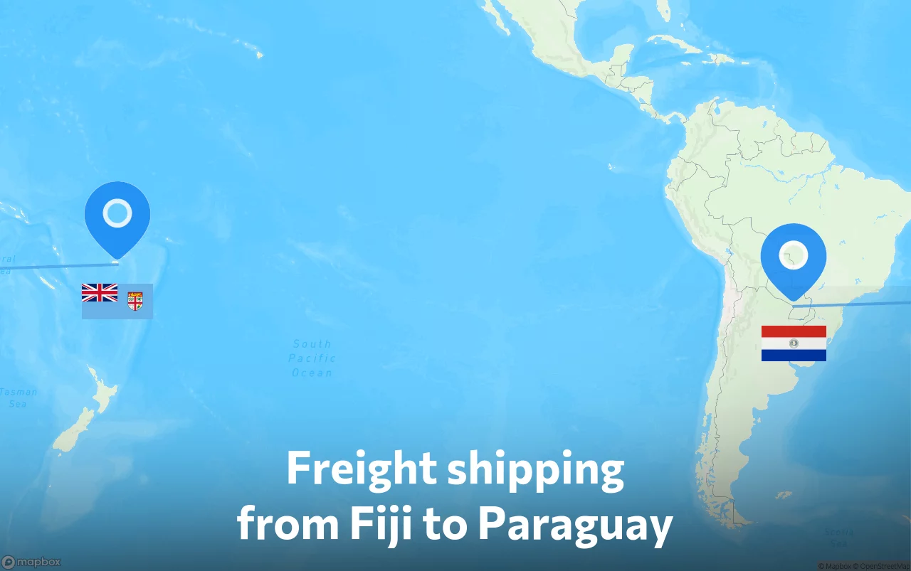 Shipping route from Fiji to Paraguay