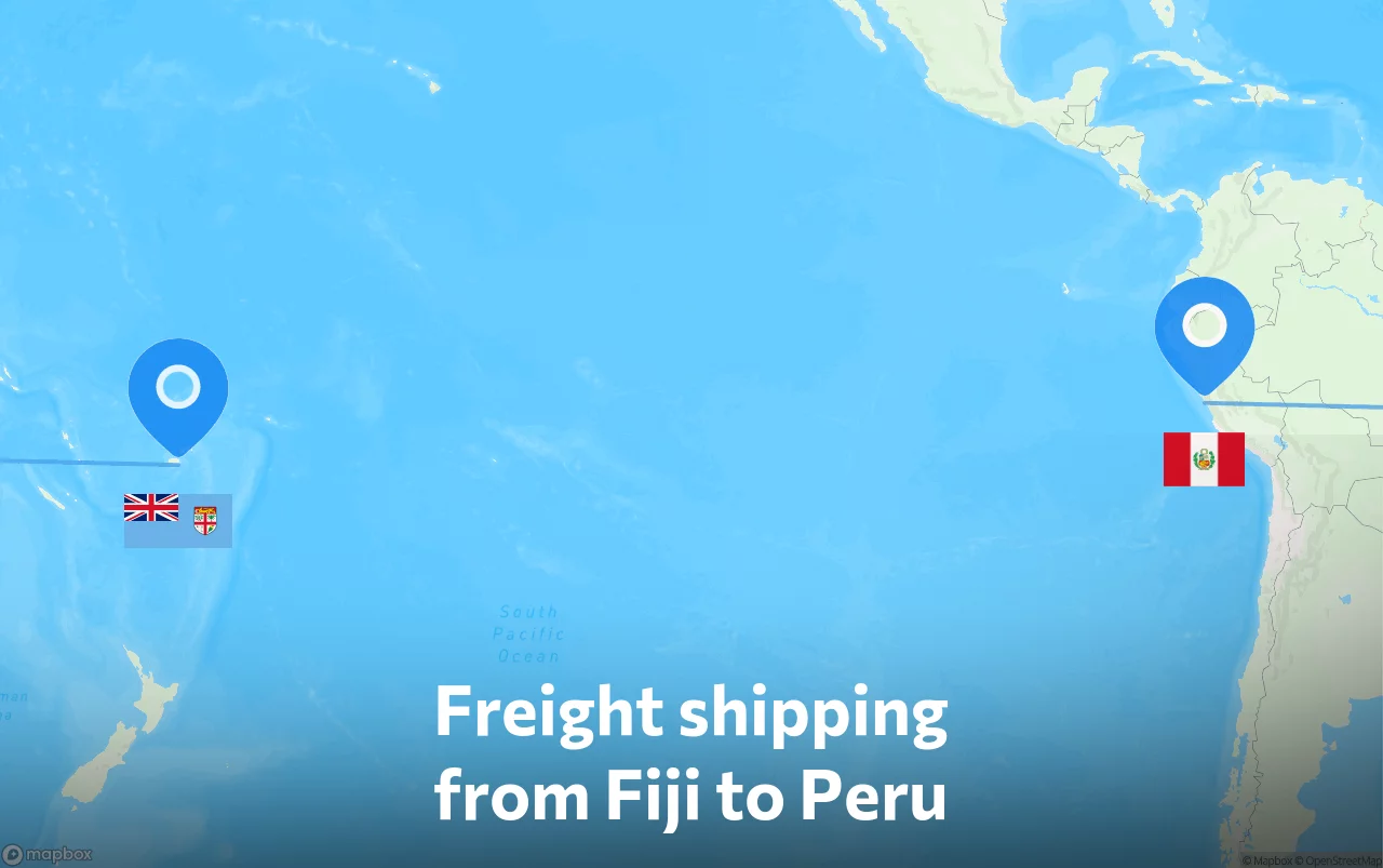 Shipping route from Fiji to Peru