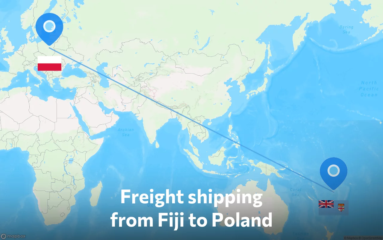 Shipping route from Fiji to Poland