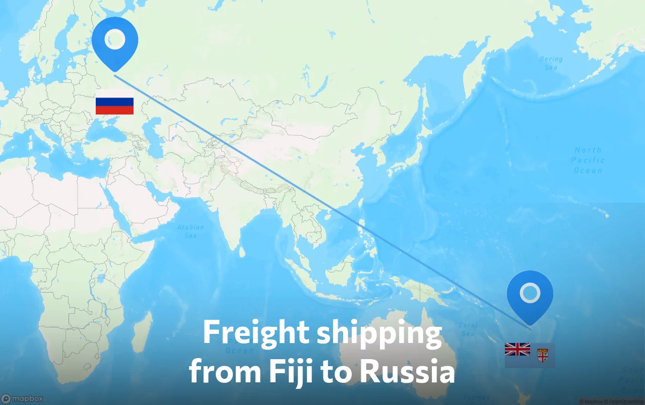Shipping route from Fiji to Russia