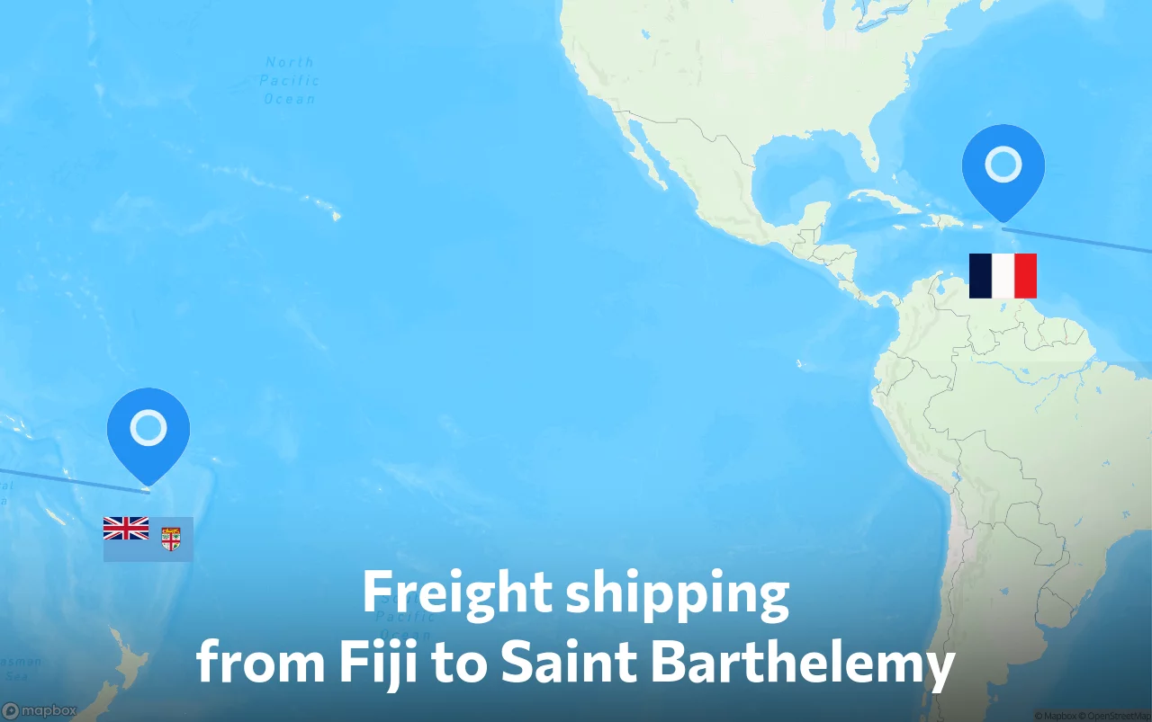Shipping route from Fiji to Saint Barthelemy