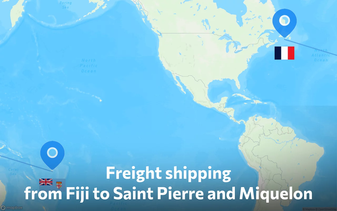 Shipping route from Fiji to Saint Pierre and Miquelon