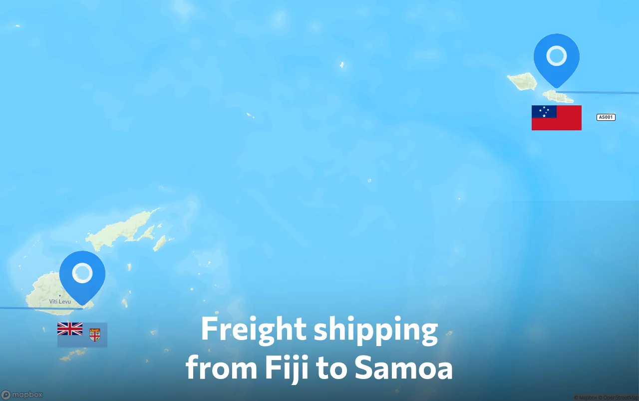 Shipping route from Fiji to Samoa