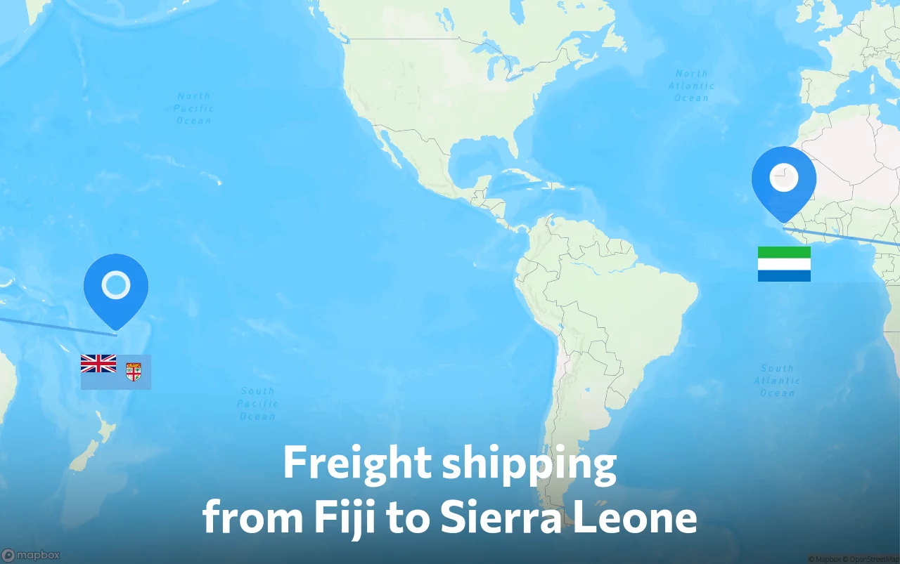 Shipping route from Fiji to Sierra Leone