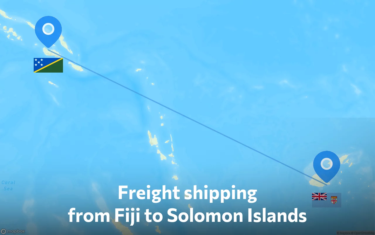 Shipping route from Fiji to Solomon Islands