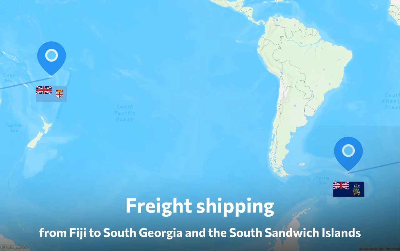 Shipping route from Fiji to South Georgia and the South Sandwich Islands