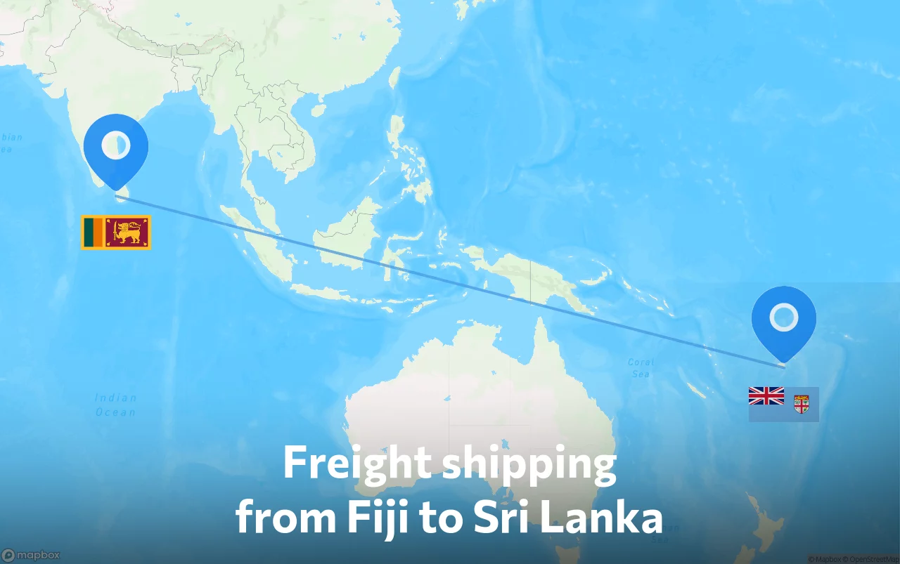 Shipping route from Fiji to Sri Lanka