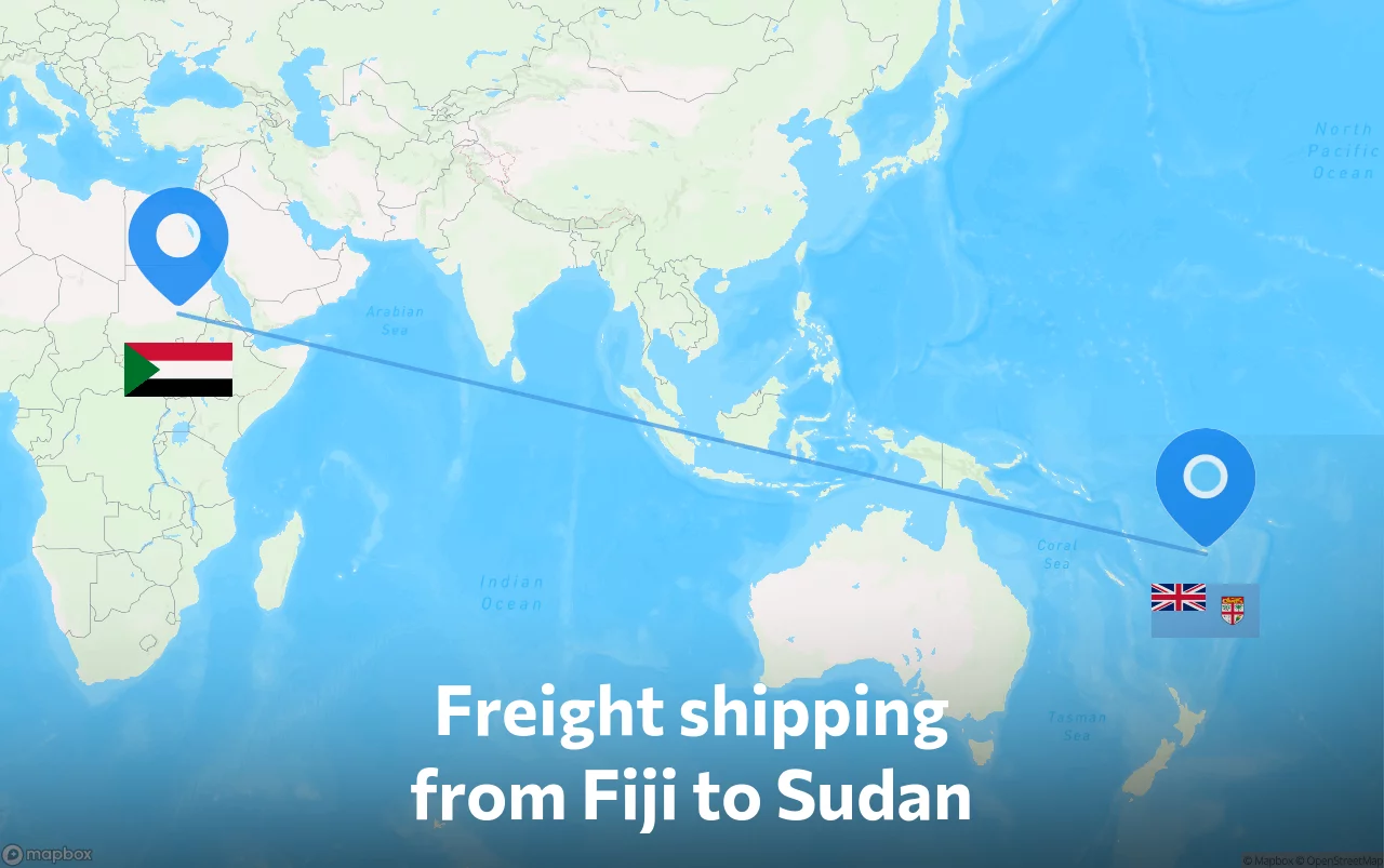 Shipping route from Fiji to Sudan