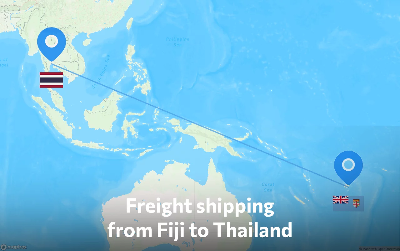 Shipping route from Fiji to Thailand