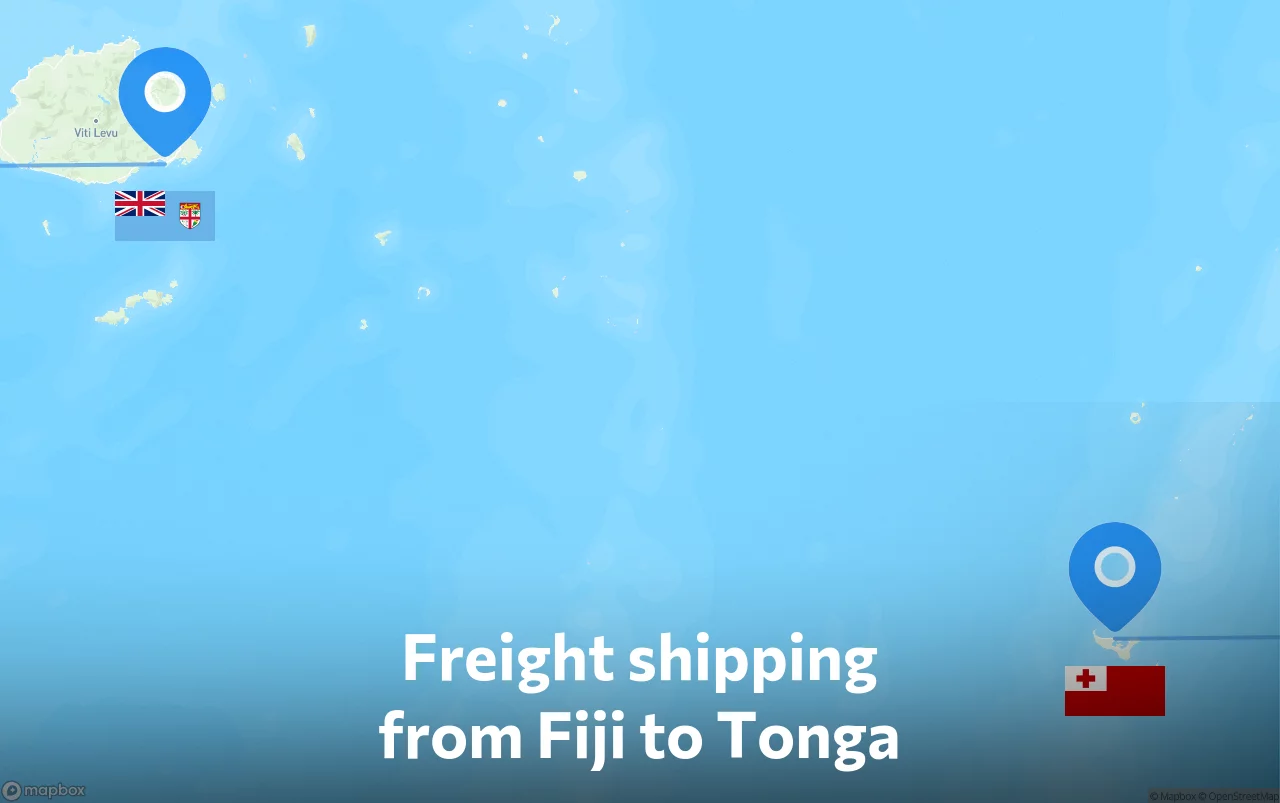 Shipping route from Fiji to Tonga