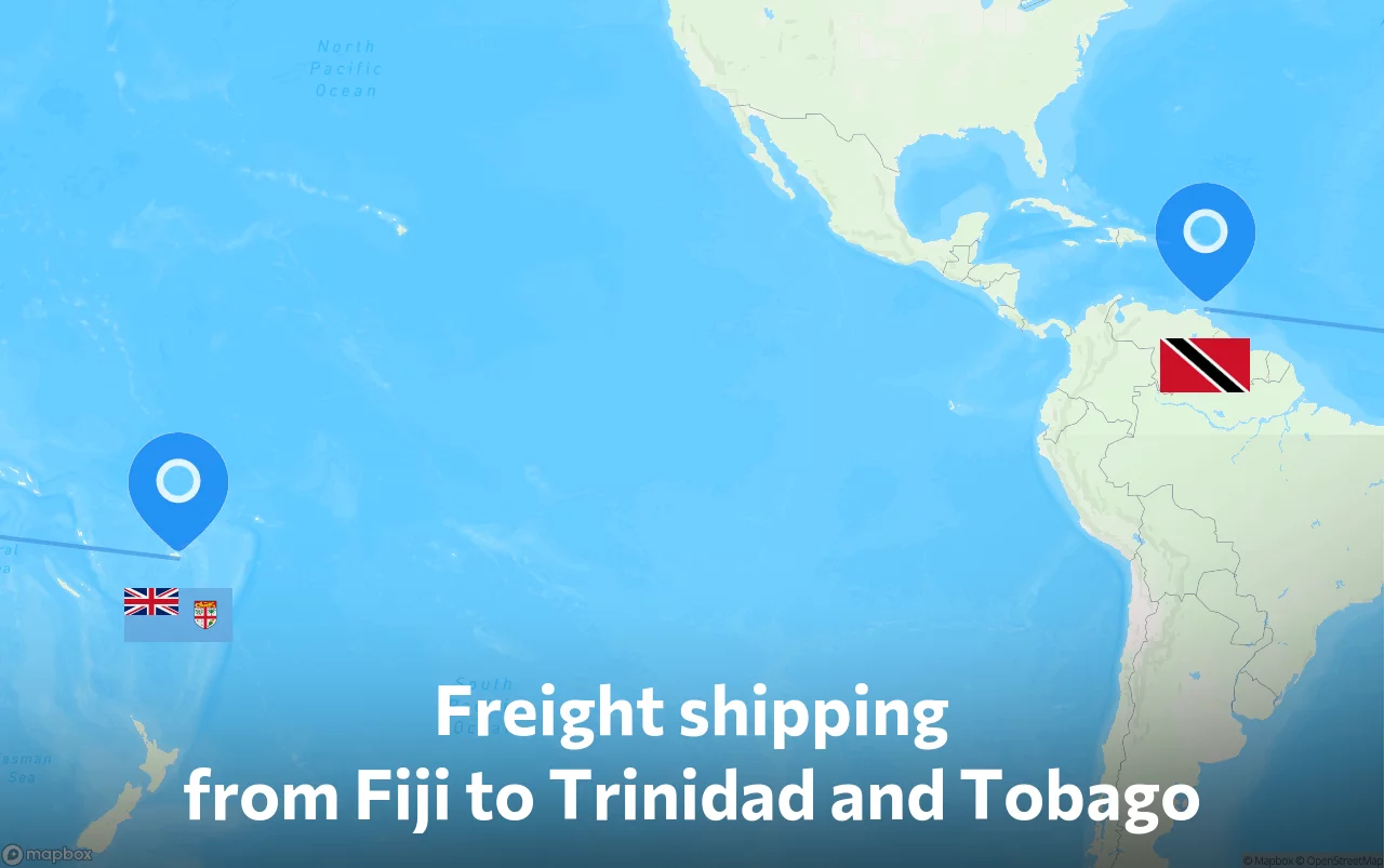 Shipping route from Fiji to Trinidad and Tobago