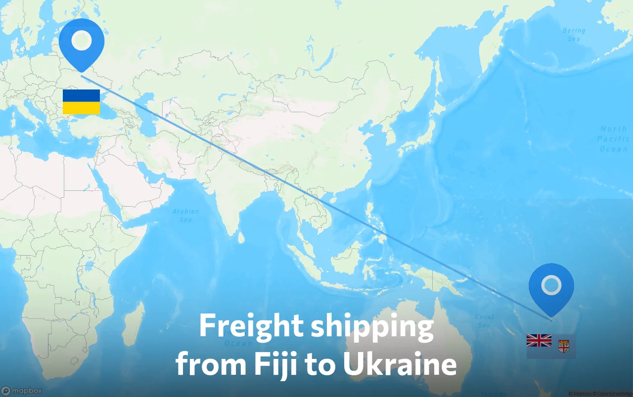 Shipping route from Fiji to Ukraine