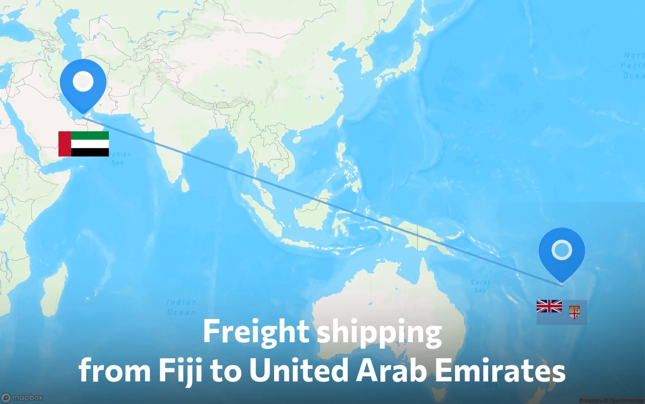Shipping route from Fiji to United Arab Emirates