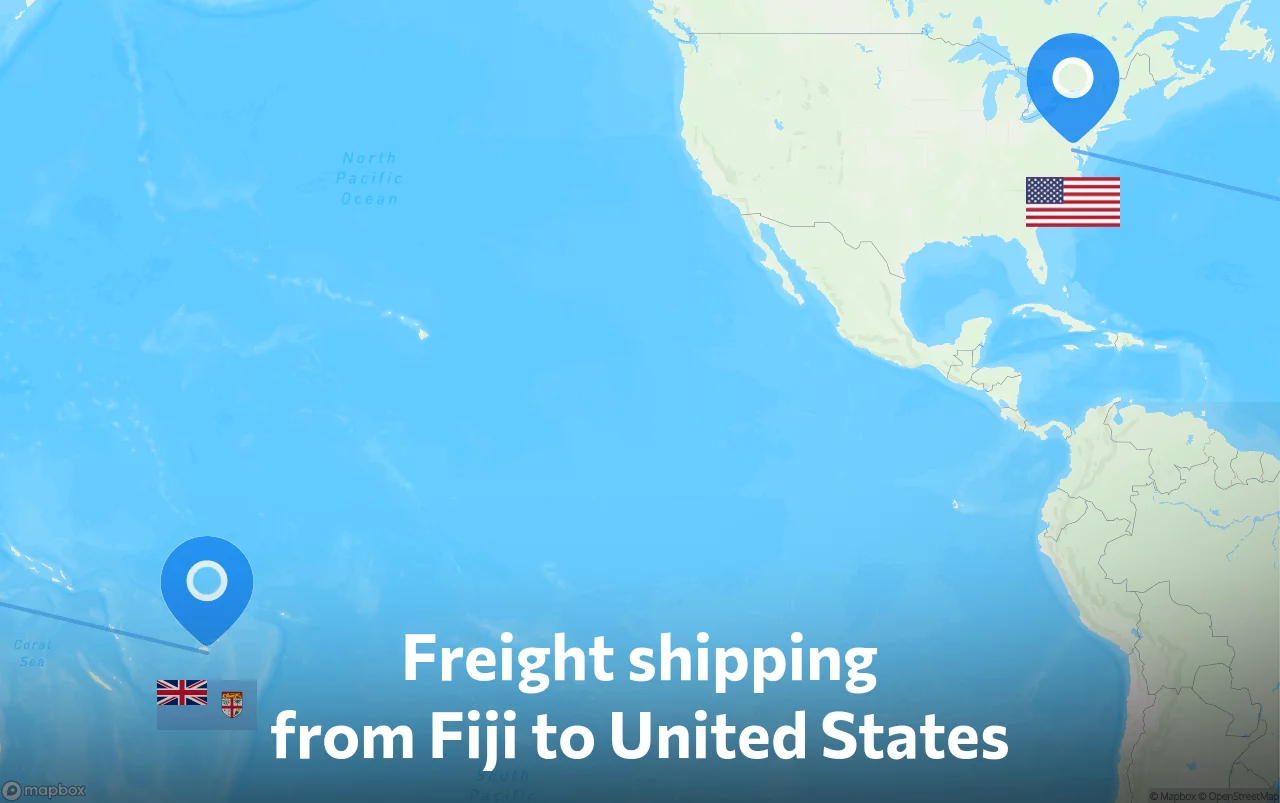 Shipping route from Fiji to United States