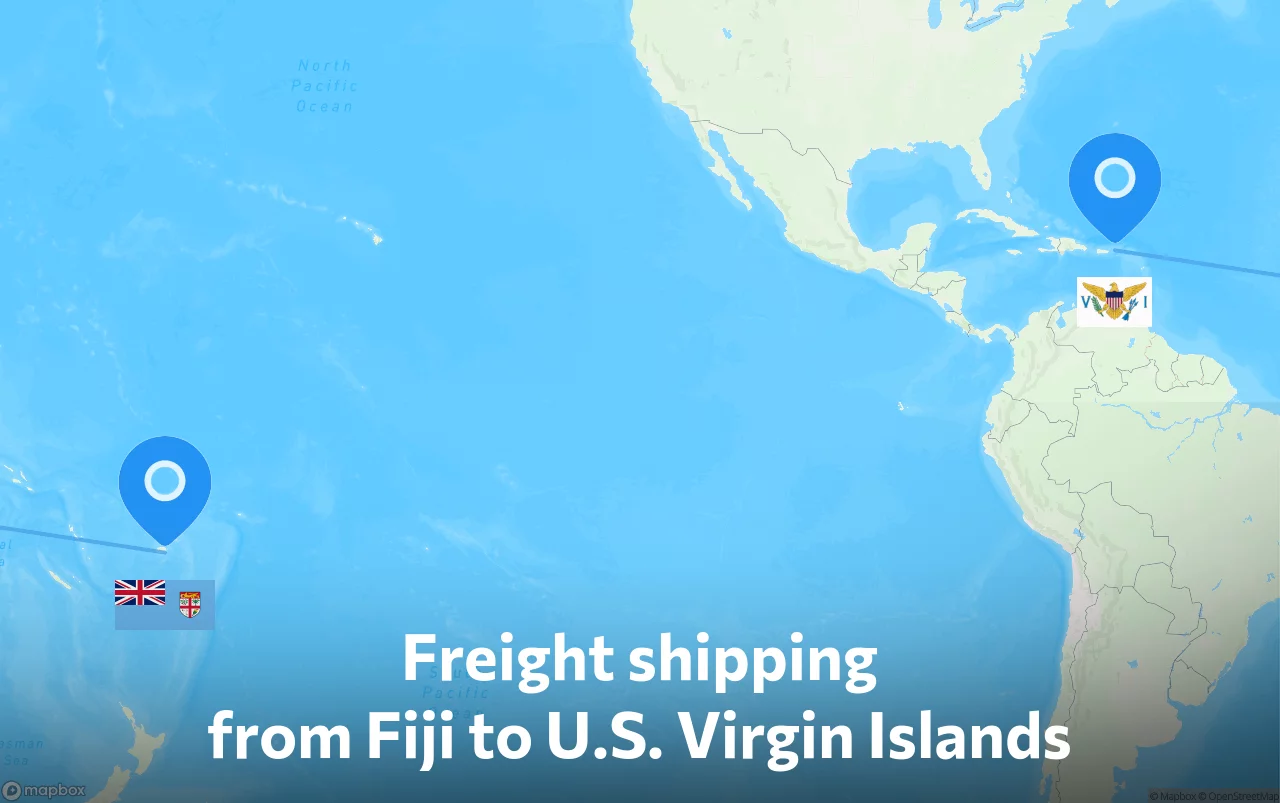 Shipping route from Fiji to U.S. Virgin Islands