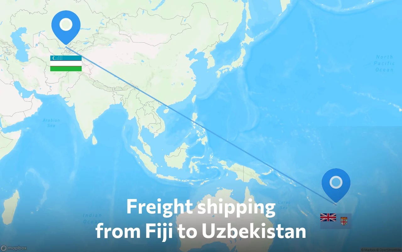 Shipping route from Fiji to Uzbekistan