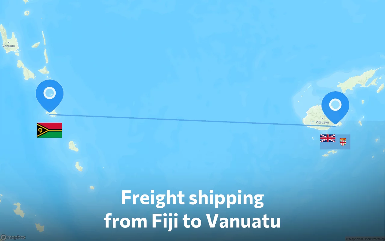 Shipping route from Fiji to Vanuatu