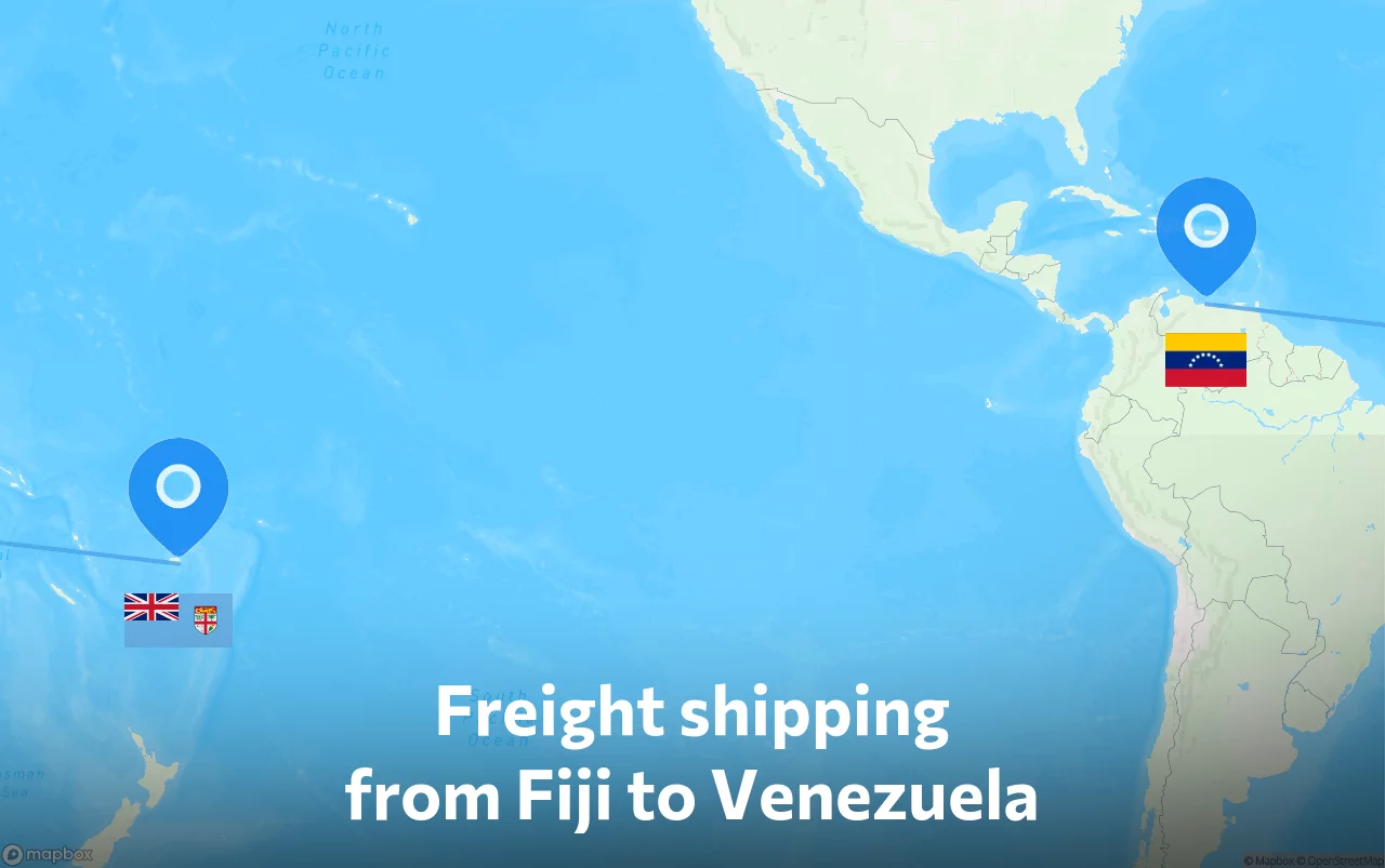 Shipping route from Fiji to Venezuela