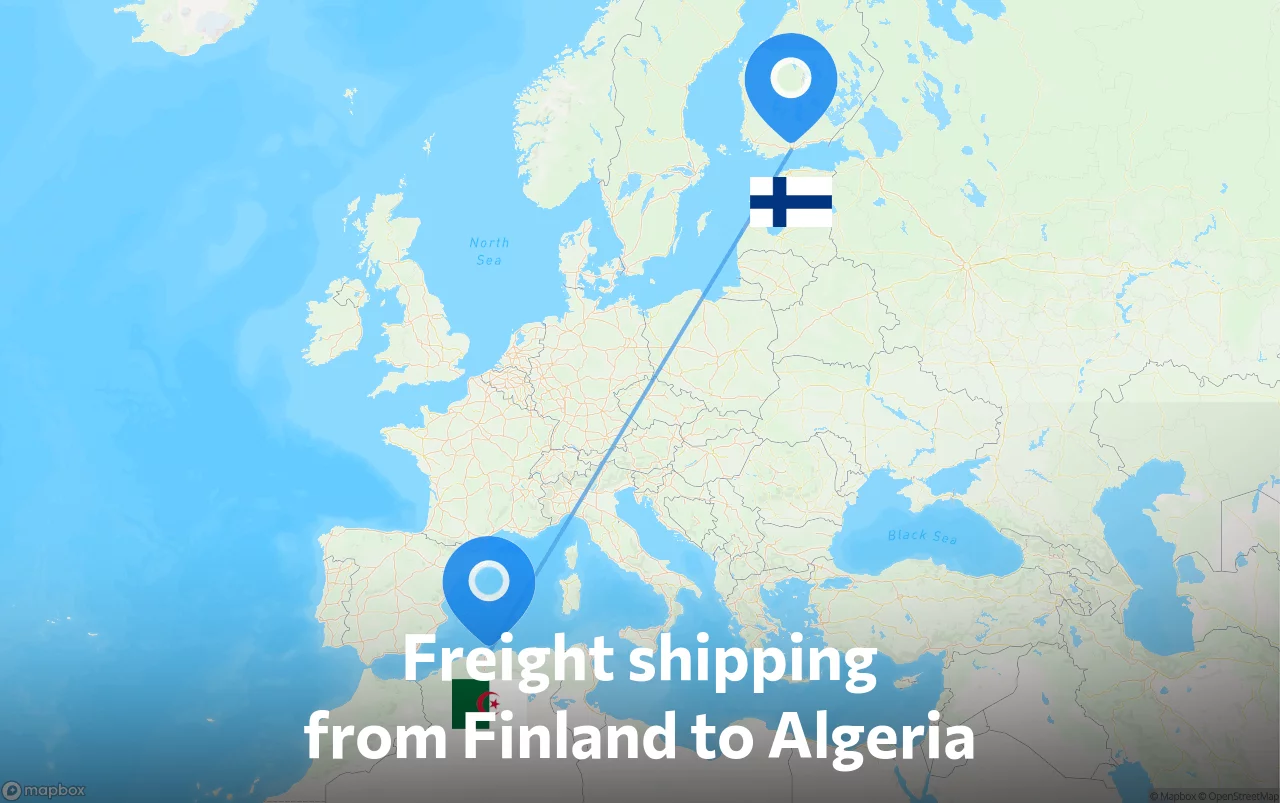Shipping route from Finland to Algeria