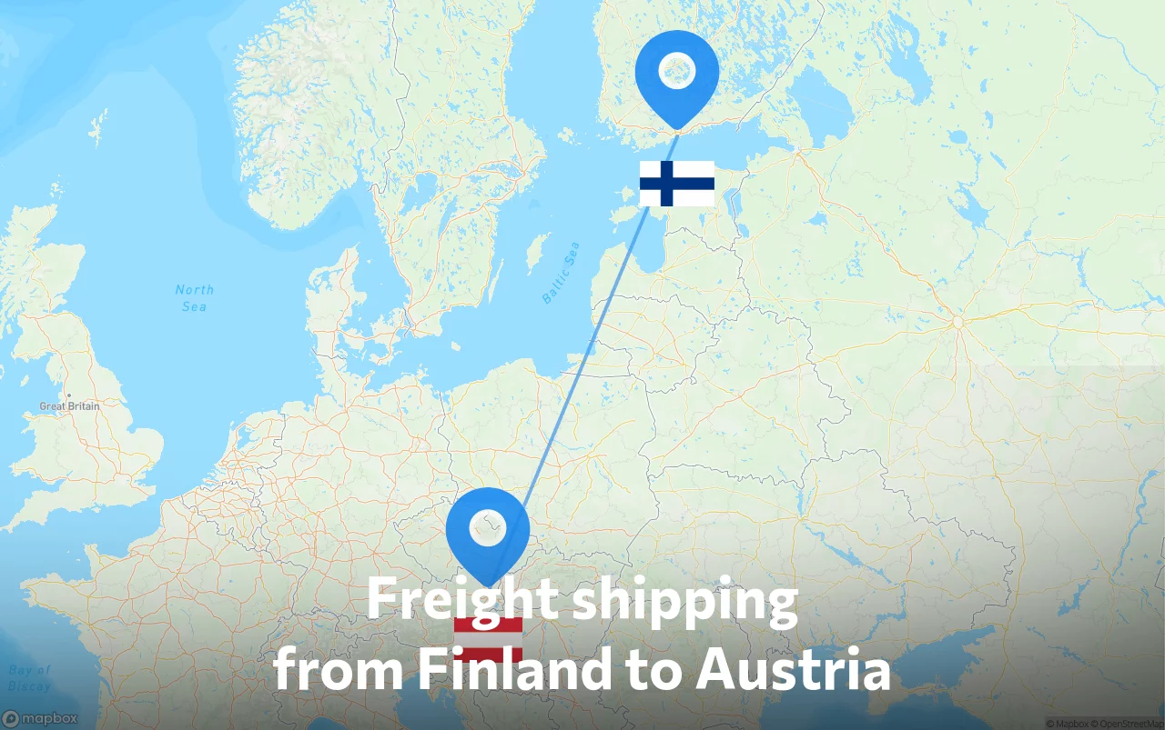 Shipping route from Finland to Austria
