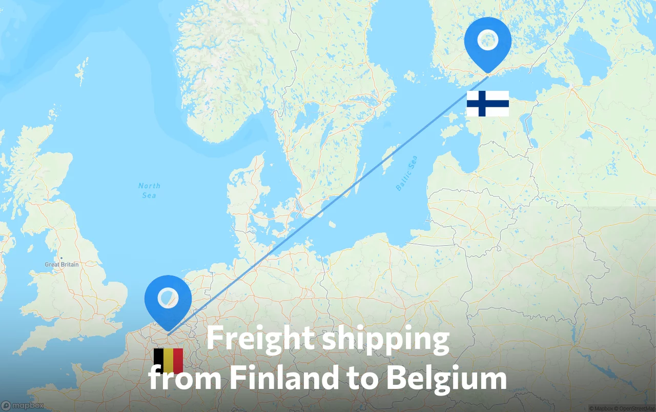 Shipping route from Finland to Belgium
