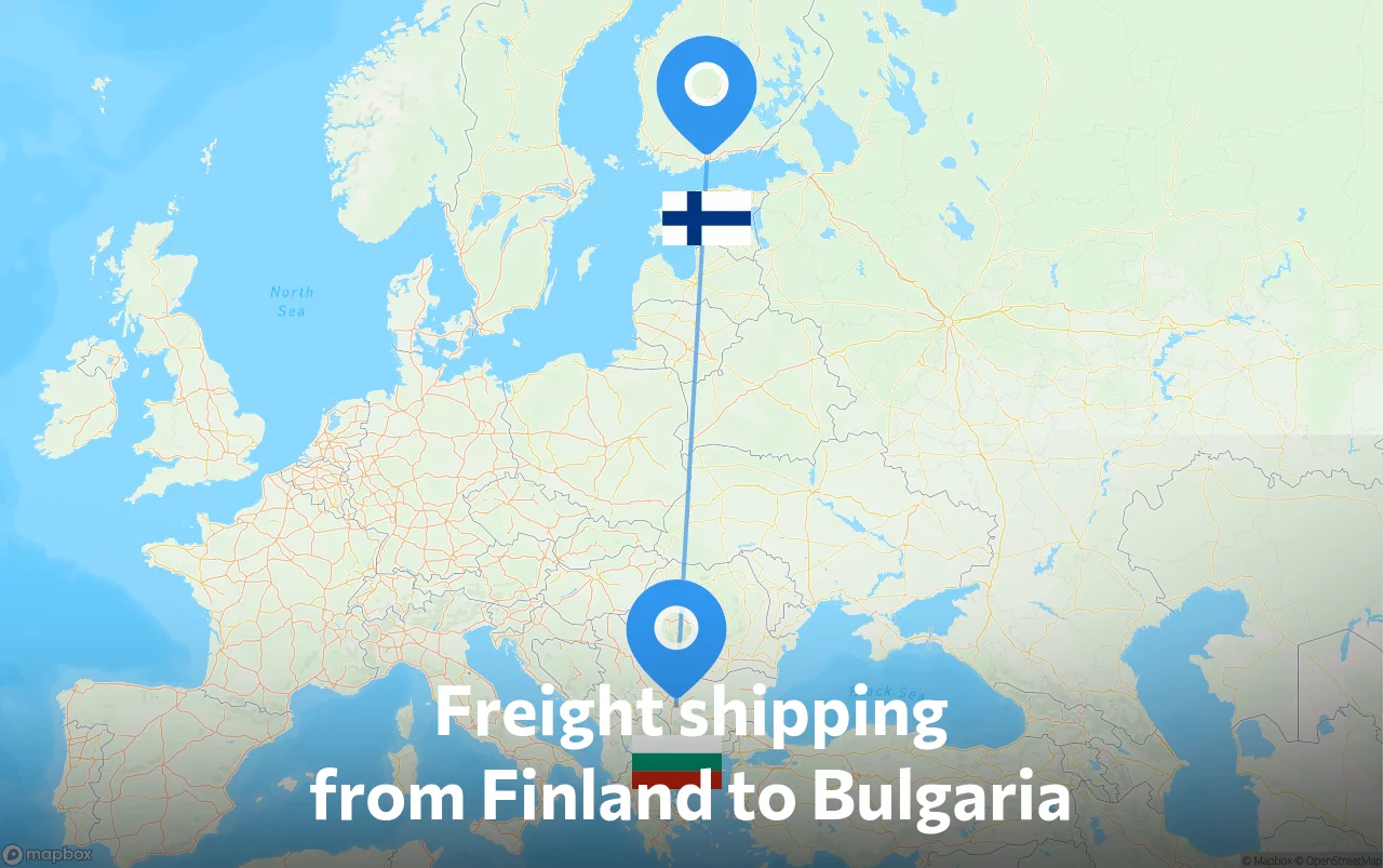Shipping route from Finland to Bulgaria
