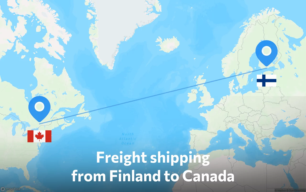 Shipping route from Finland to Canada
