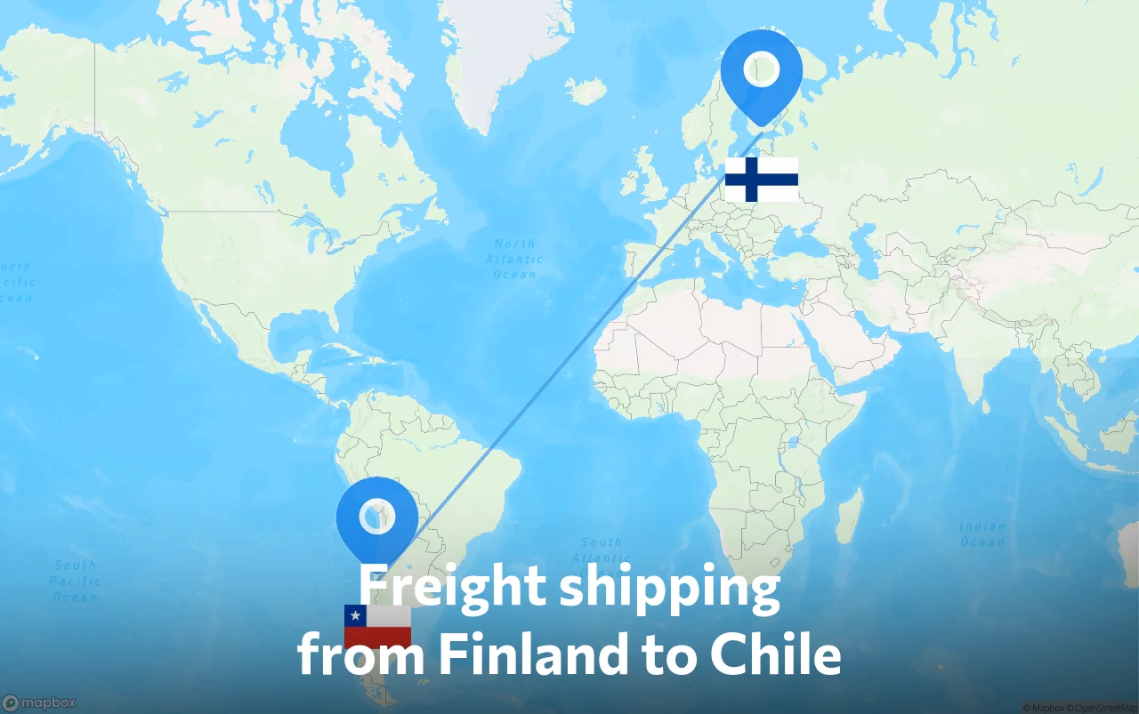 Shipping route from Finland to Chile