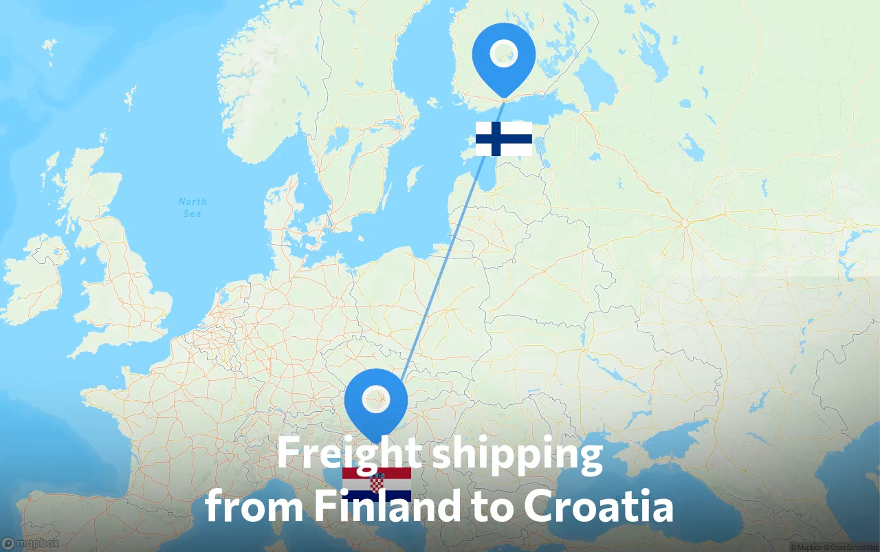 Shipping route from Finland to Croatia