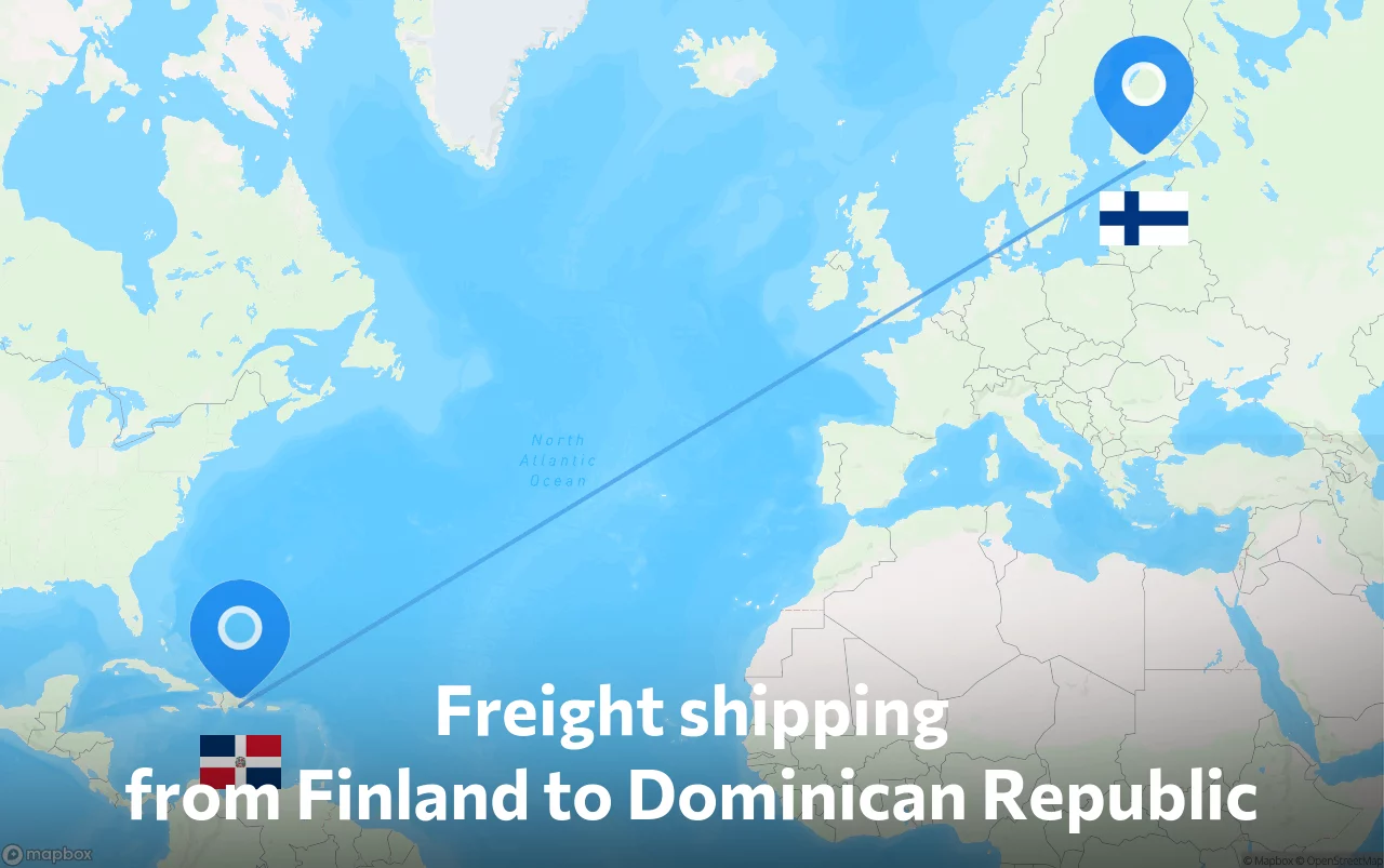 Shipping route from Finland to Dominican Republic