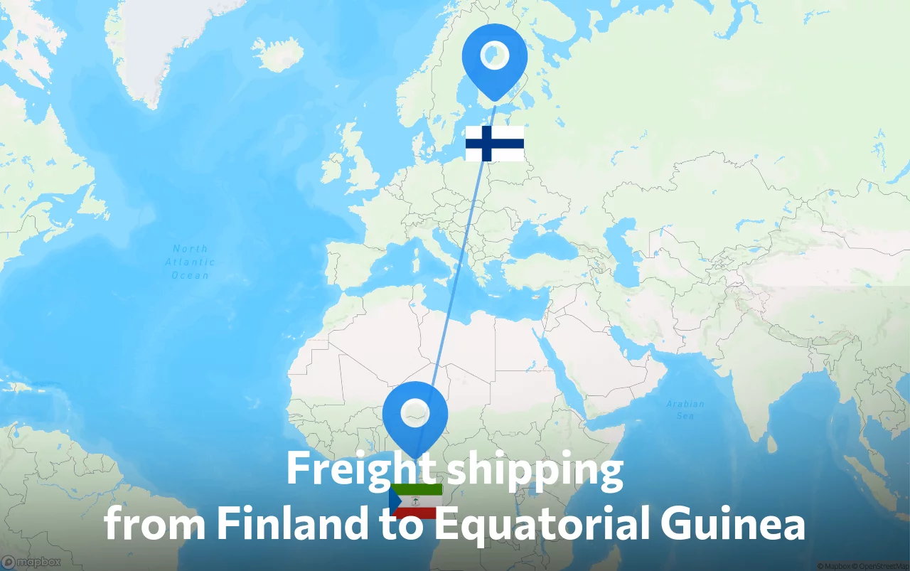 Shipping route from Finland to Equatorial Guinea