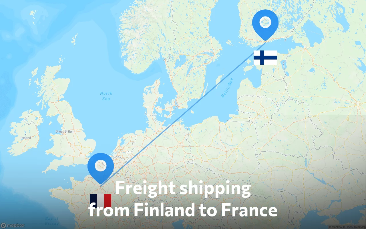 Shipping route from Finland to France