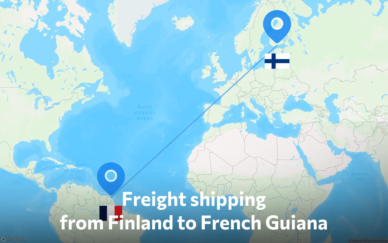 Shipping route from Finland to French Guiana