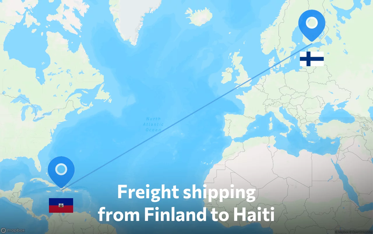 Shipping route from Finland to Haiti