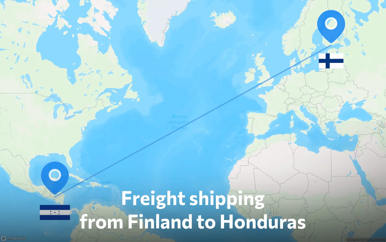 Shipping route from Finland to Honduras