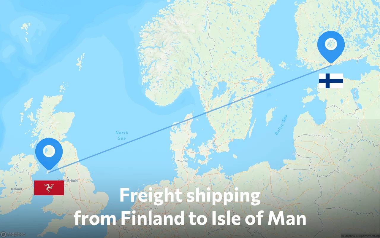Shipping route from Finland to Isle of Man