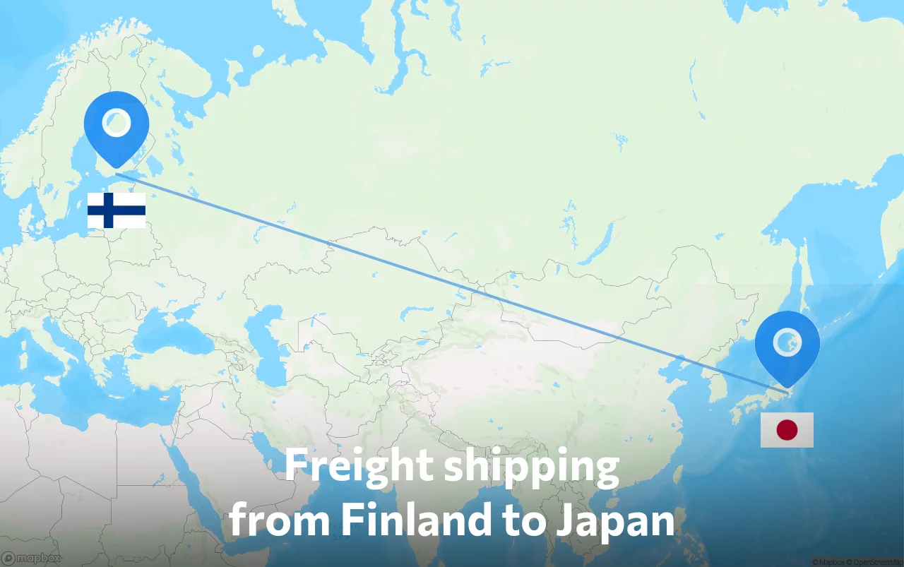 Shipping route from Finland to Japan