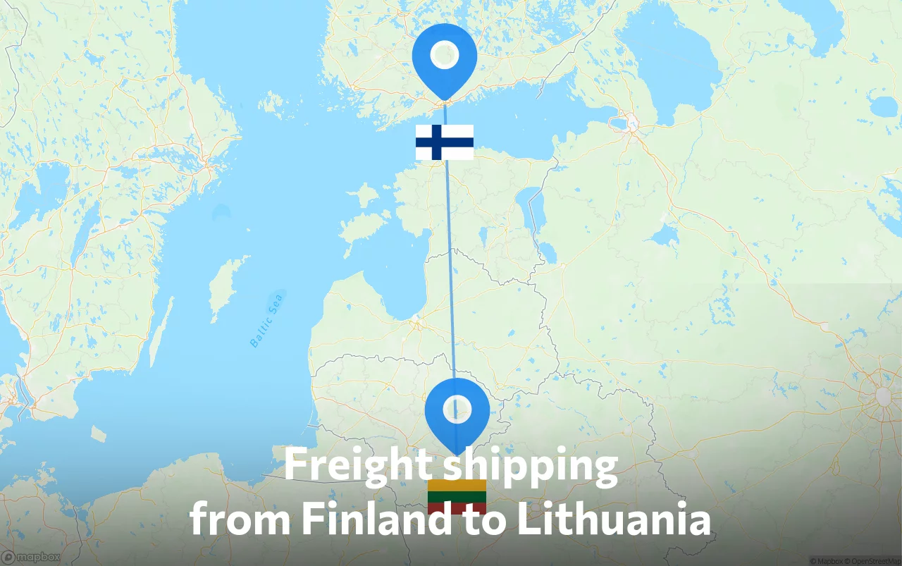 Shipping route from Finland to Lithuania
