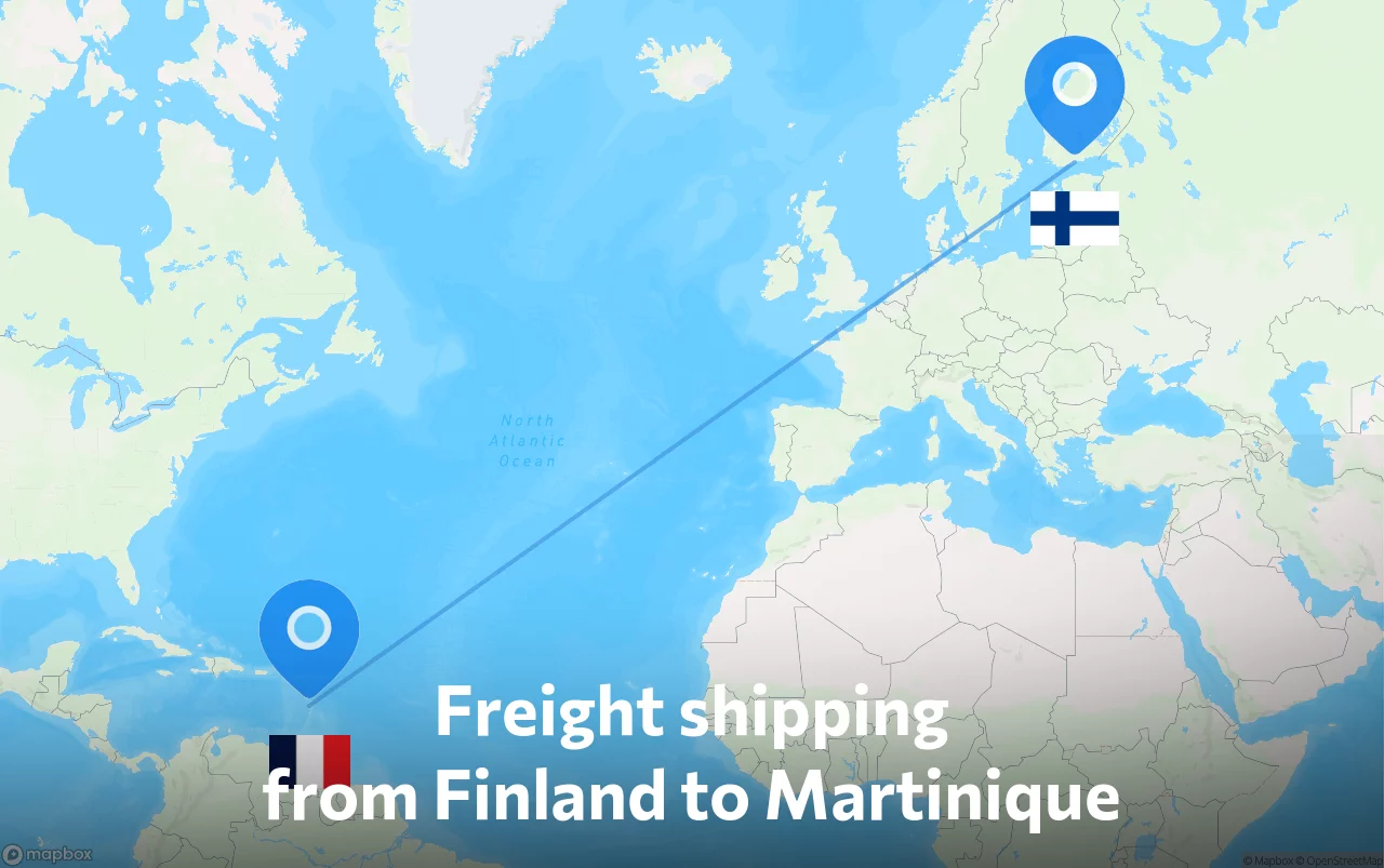 Shipping route from Finland to Martinique