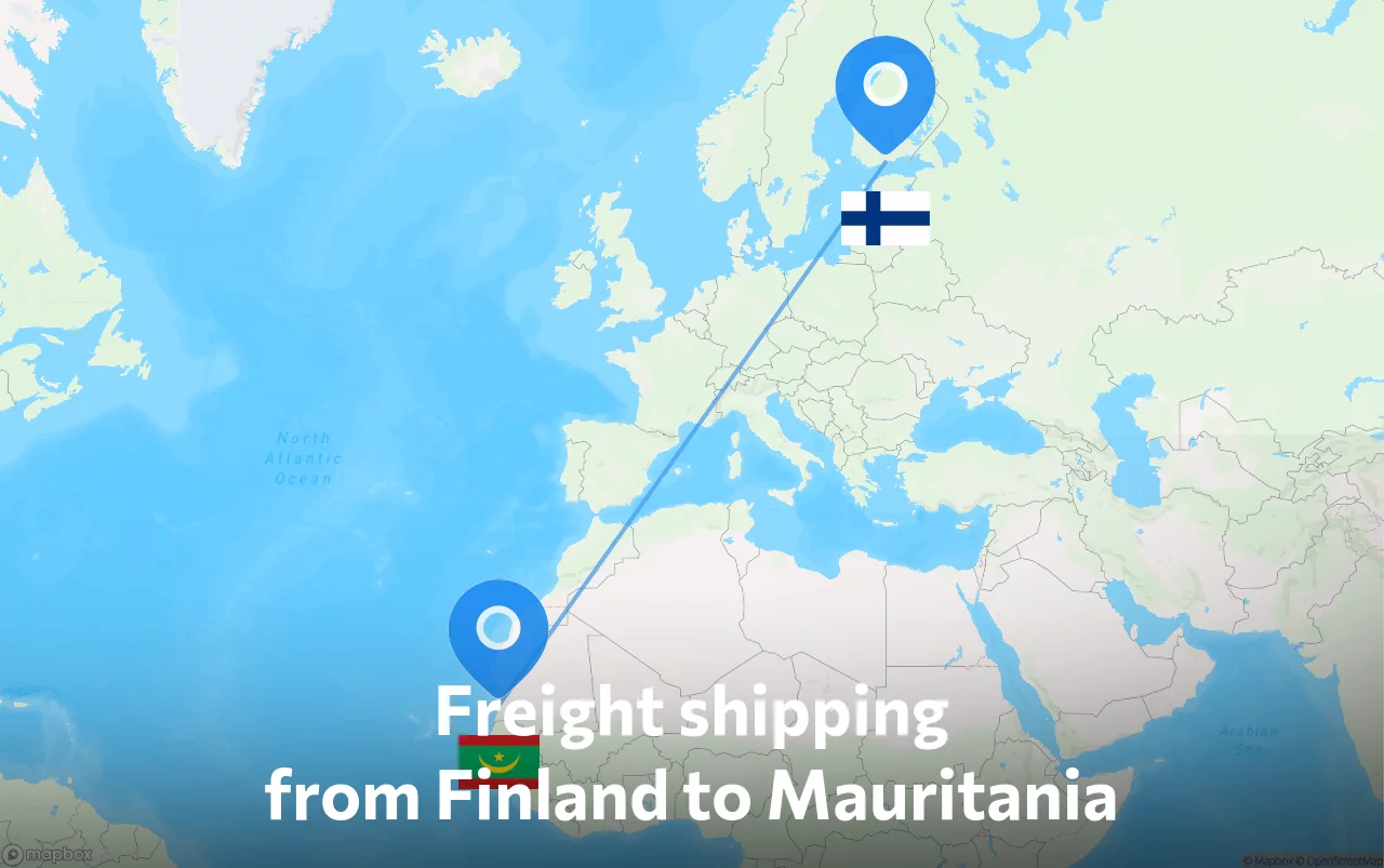 Shipping route from Finland to Mauritania