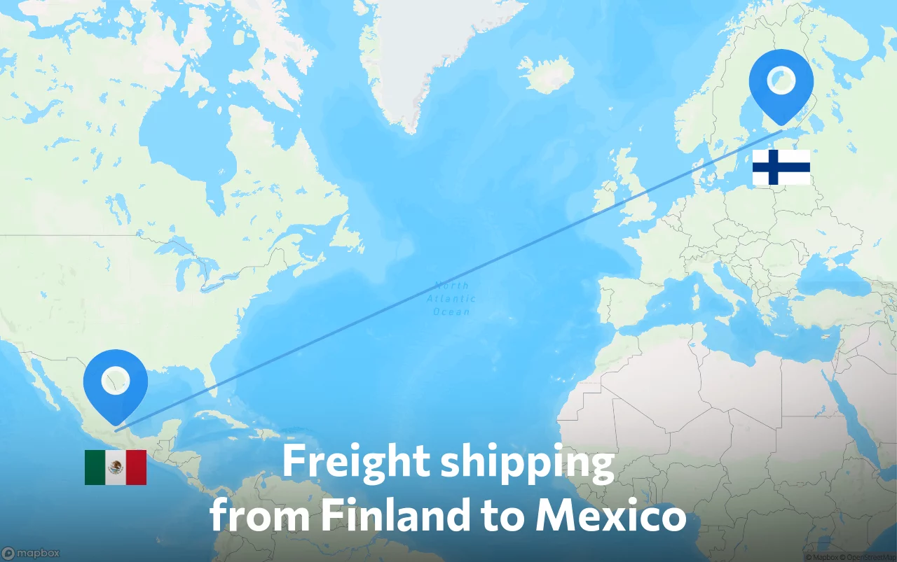 Shipping route from Finland to Mexico